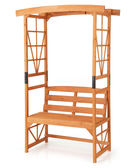 Giantex Garden Arbor with Bench - Wooden Garden Arch Trellis for Climbing Plants Vines, 2-Person Outdoor Bench