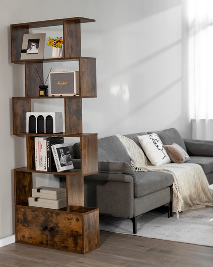 Giantex Set of 2 6-Tier Geometric Bookcase with Cabinet