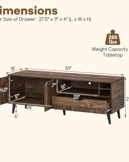 Giantex TV Stand for TVs up to 65 Inches Rustic Entertainment Center