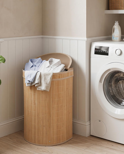 Giantex Bamboo Laundry Hamper with Zippered Lid