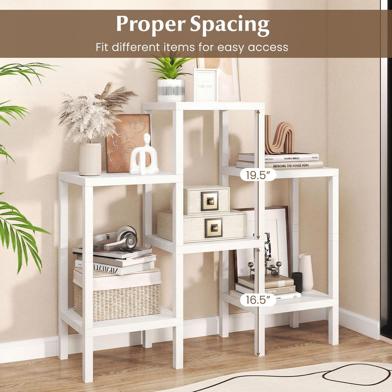 Giantex 6-Tier Plastic Modular Storage Shelves | Open Display Utility Shelving Unit