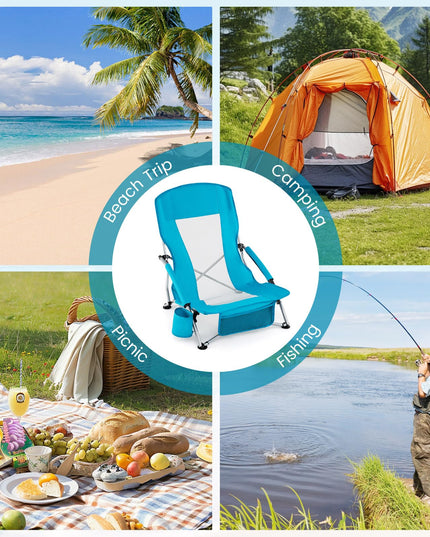 Giantex 2 Pack Folding Beach Chairs for Adults Portable Lightweight Camping Chairs Set of 2