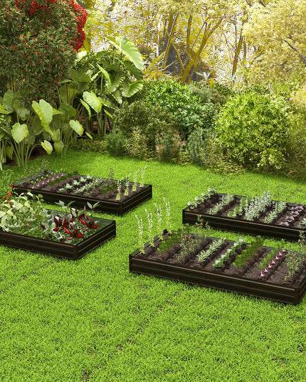 Giantex 8x4x1ft Metal Raised Garden Bed, Planter Box with Protective Edges