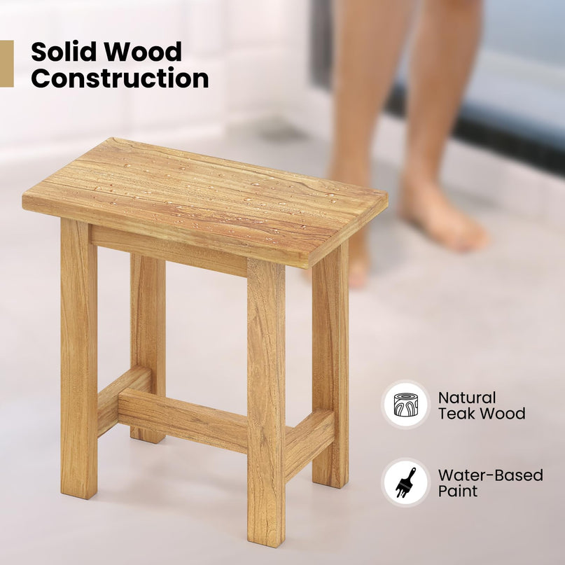 Giantex Teak Shower Bench Stool for Seniors