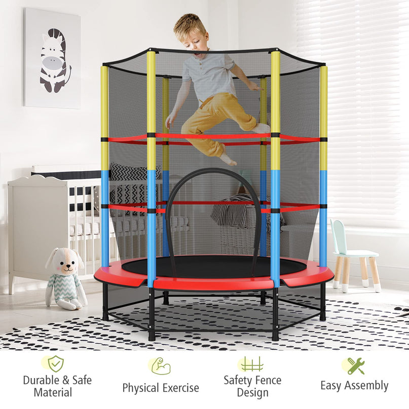 Giantex 55" Kids Trampoline with Safety Enclosure Net