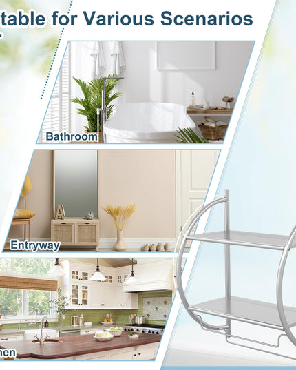 Giantex Bathroom Shelf with Towel Rack - 2 Tier Rustproof Over The Toilet Storage Shelf