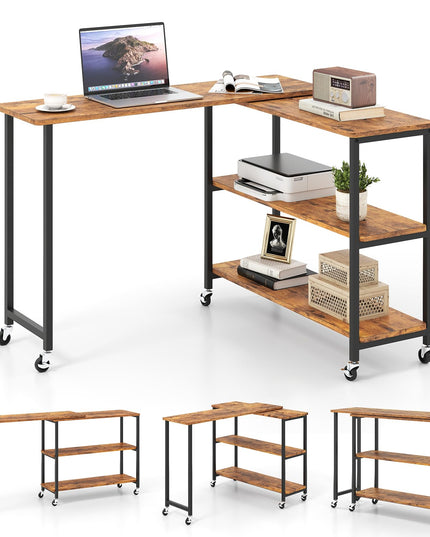 Giantex Patented Mobile End Table with 2-Tier Storage Shelves