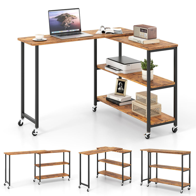 Giantex Patented Mobile End Table with 2-Tier Storage Shelves