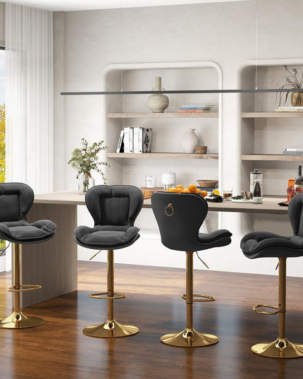 Giantex Adjustable Bar Stool Set of 2, PU Leather Bar Chairs with Padded Seat