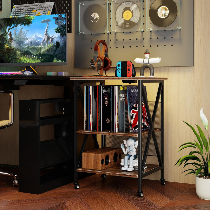Giantex Record Player Stand with Charging Station