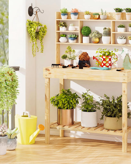 Giantex Potting Bench Outside Solid Wood Potting Table