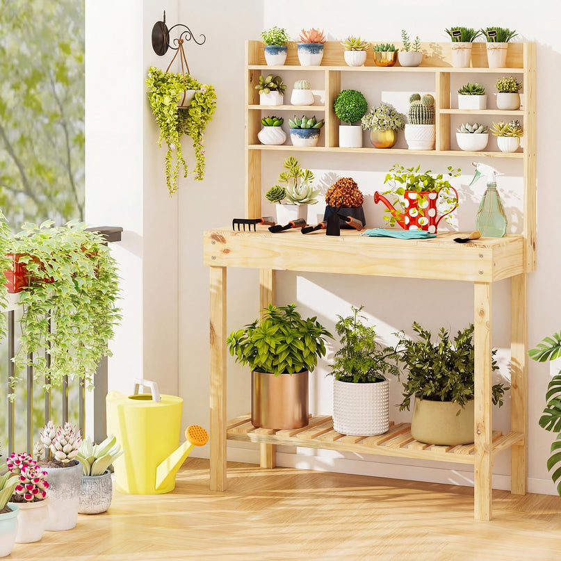 Giantex Établi de jardinage en bois massif pour l'extérieur