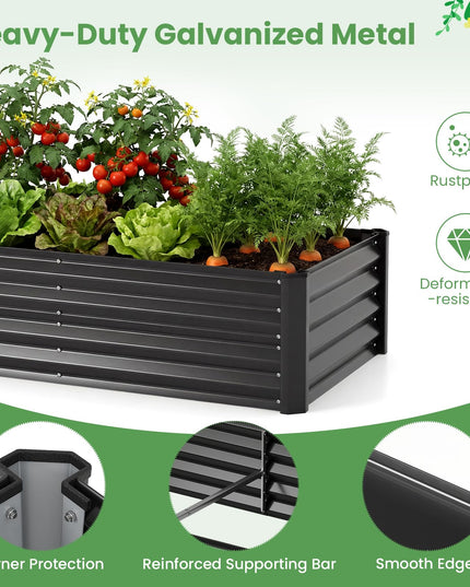 Giantex 4x2x3 FT Galvanized Raised Garden Bed with Greenhouse Cover