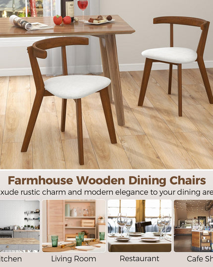 Giantex Wooden Dining Chairs, Farmhouse Hanging Kitchen Chairs w/Rubber Wood Frame