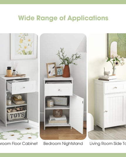 Giantex Floor Bathroom Storage Cabinet Freestanding Cabinet with Drawer