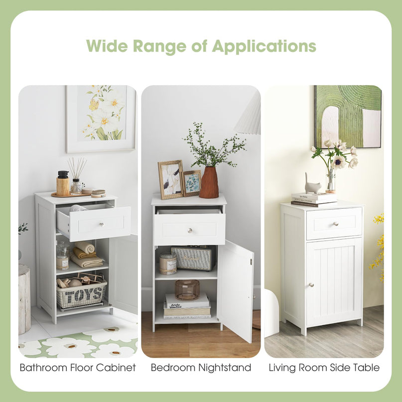 Giantex Floor Bathroom Storage Cabinet Freestanding Cabinet with Drawer
