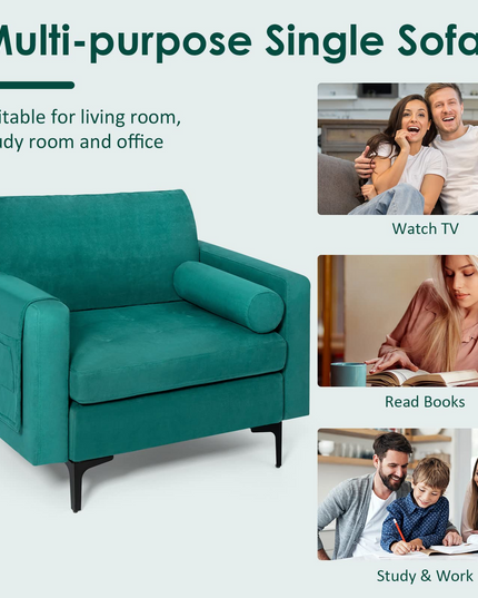 Giantex Sofa Chair, Accent Armchair w/Comfy Cushion