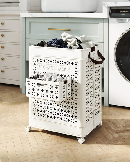 Giantex 75L Plastic Laundry Hamper with Wheels for Bathroom