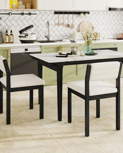 Giantex Sherpa Kitchen Chairs with Wood Frame & Padded Seat
