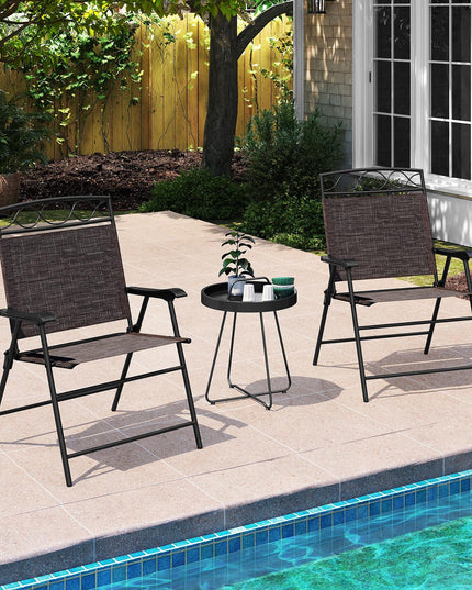 Giantex Set of 4 Patio Folding Chairs with Armrest and Metal Frame