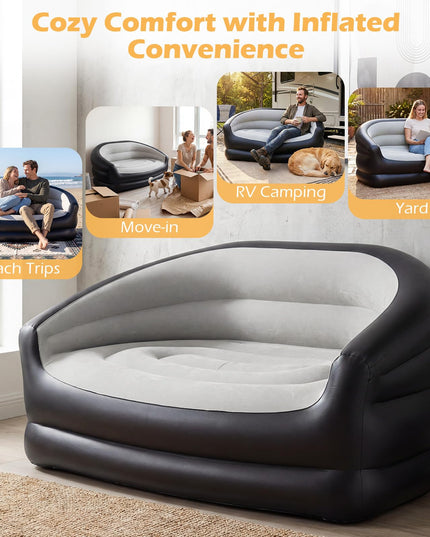 Giantex Inflatable Loveseat Couch | Portable & Foldable 2-Seater Air Sofa for Adults w/Armrests