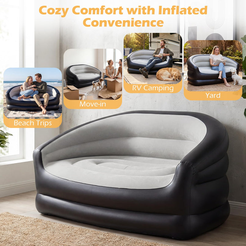 Giantex Inflatable Loveseat Couch | Portable & Foldable 2-Seater Air Sofa for Adults w/Armrests