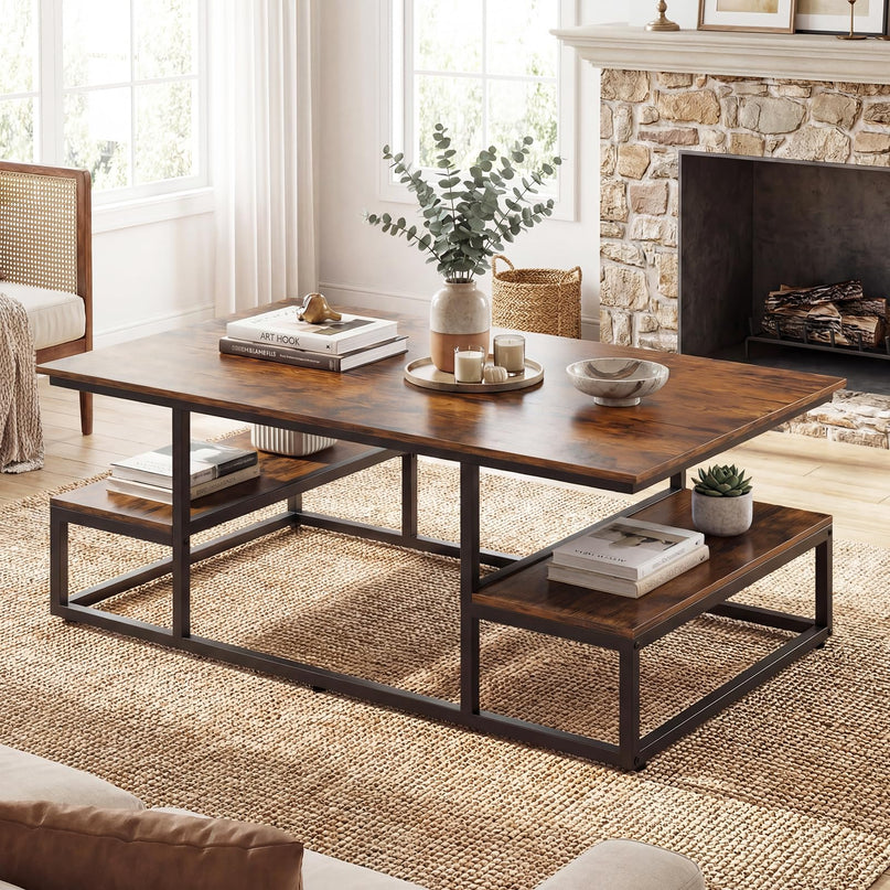 Giantex 43" Rectangular Modern Coffee Table with Storage