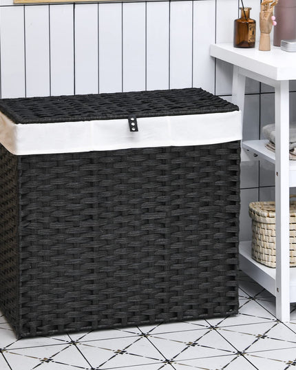 Panier à linge Giantex avec roulettes, panier à 3 sections de 125 L avec 2 sacs de doublure amovibles