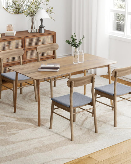 Giantex Fabric Upholstered Wooden Dining Chairs Set w/Padded Curved Seat