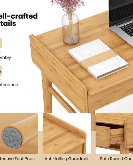 39.5" Bamboo Home Office Desk - Giantex