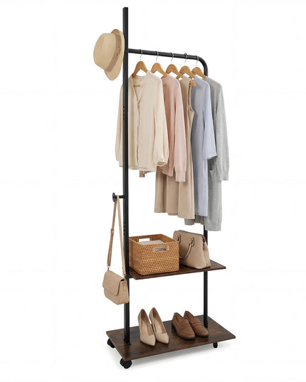 Giantex Clothes Rack with Wheels | 69" Freestanding Garment Rack with Hanging Rod