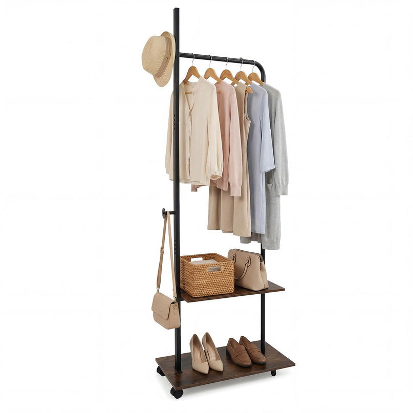 Giantex Clothes Rack with Wheels | 69" Freestanding Garment Rack with Hanging Rod