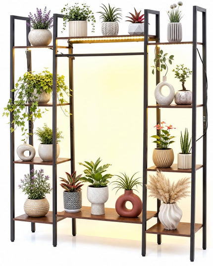 GIANTEX 10-Tier Plant Stand with LED Lights for Living Room