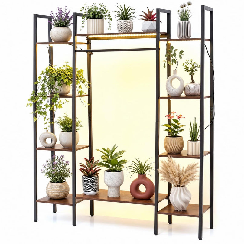 GIANTEX 10-Tier Plant Stand with LED Lights for Living Room
