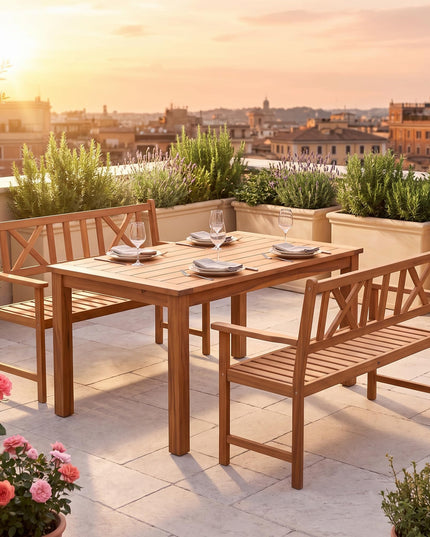 GIANTEX 2-Person Outdoor Acacia Wood Loveseat Bench