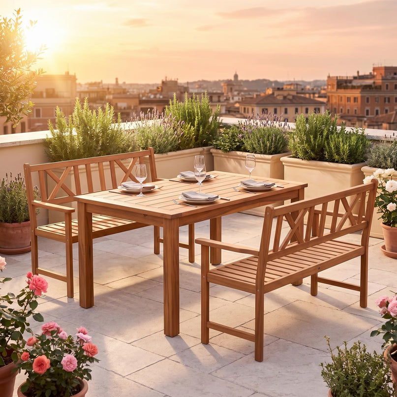 GIANTEX 2-Person Outdoor Acacia Wood Loveseat Bench