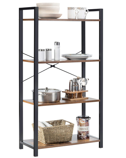 Giantex 4-Tier Industrial Bookshelf Vintage Bookcase with Metal Frame