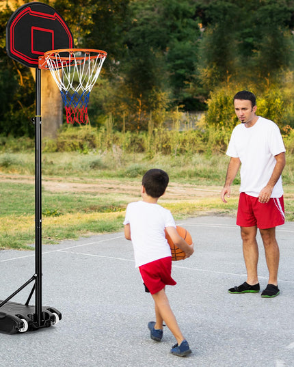 Giantex Portable Basketball Hoop Outdoor, 5.1-6.9Ft Height-Adjustable Basketball Goal System Indoor w/Shatterproof Backboard