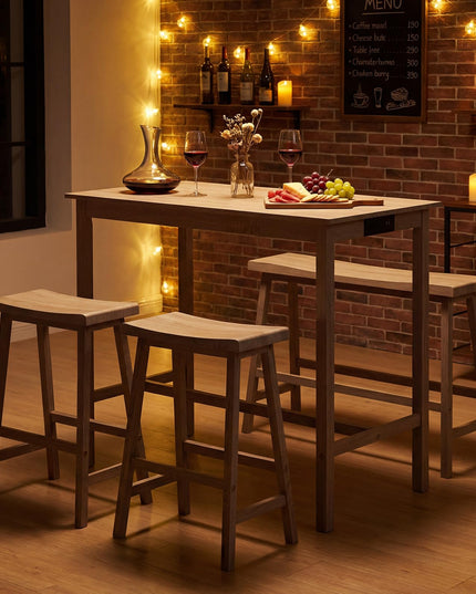 Giantex 4-Piece Counter Height Dining Table Set with Power Outlet