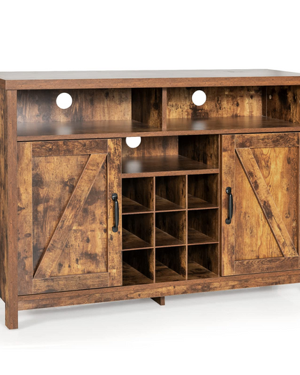 Giantex Buffet Sideboard, Farmhouse Kitchen Storage Cabinet, 9-Bottle Wine Rack & 2 Door Cabinets