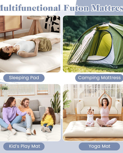 Giantex Japanese Floor Mattress Futon Mattress, Roll Up Mattress Tatami Mat with Washable Cover and Carry Bag
