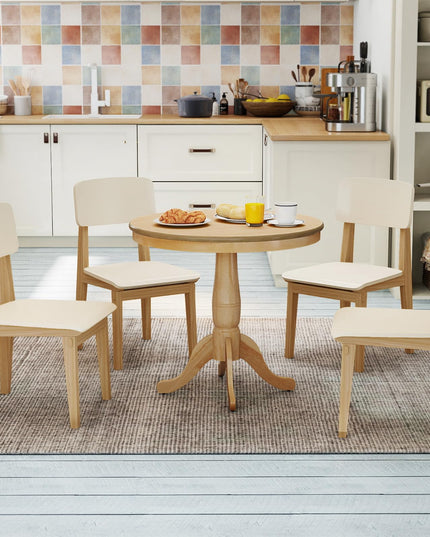 Giantex 32" D X 30" H Round Wooden Kitchen Table with Spacious Tabletop & Pedestal Base