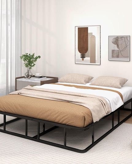 Giantex 10 Inch Bed Frame Queen Size, Metal Platform Queen Bed Frame, Heavy Duty Steel Slat Support