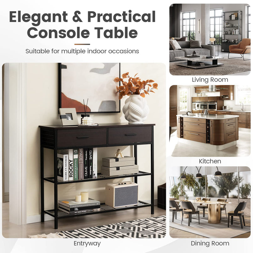 Giantex 39.5” Console Table with Storage Drawer - Entryway Table with 2 Drawers