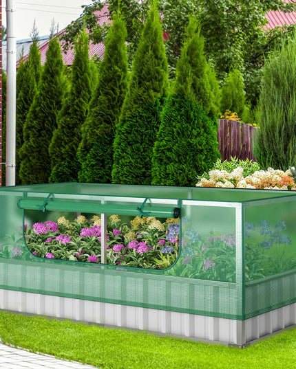 Giantex 69”x36”x28” Raised Garden Bed with Cover, 16.5 Cu.Ft Galvanized Steel Planter Box Kit