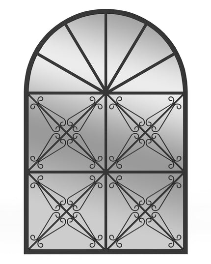 CHARMAID Arched Window Pane Mirror - 34"x23" Arch Wall Mounted Decorative Mirror