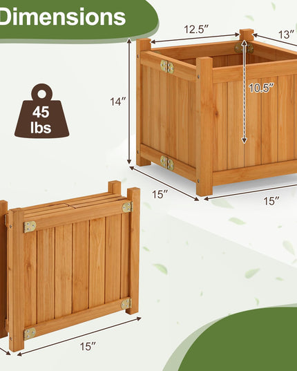 GIANTEX 15" Folding Wooden Planter Box with Removable Bottom