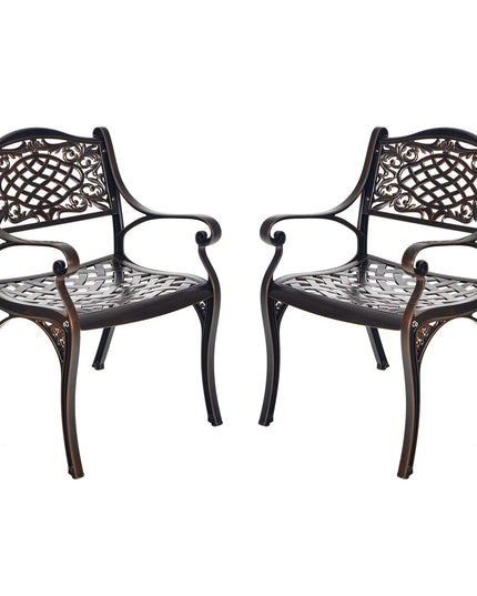 Giantex Ensemble bistrot de jardin 3 pièces, en aluminium moulé, table de jardin ronde avec trou pour parasol, 2 chaises de jardin