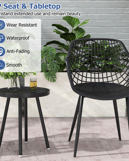 Giantex 3 Piece Patio Furniture Set, Outdoor Bistro Table and Chairs Set of 2, PP Seat & Metal Legs