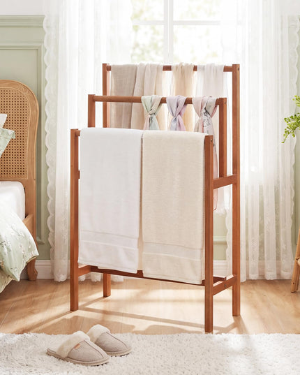Giantex Freestanding Wooden Towel Rack Stand 3-Tier Bath Towel Drying Rack